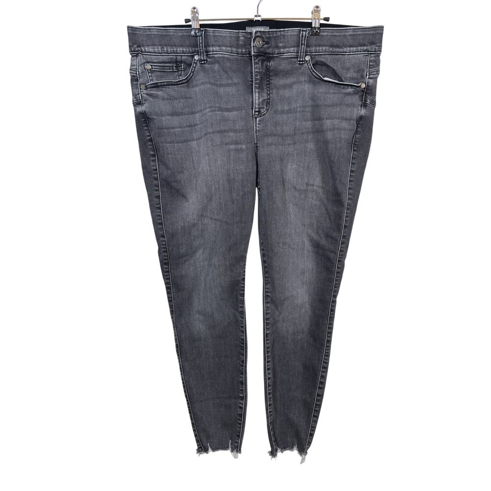 Torrid Bombshell Skinny Jeans Womens 22R Gray High Rise Raw Hem Super Soft